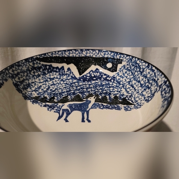 Folk Craft - Tien Shan - Spongewear - WOLF 9 " Serving Bowl - Picture 6 of 8